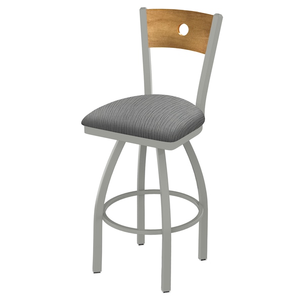 25" Swivel Counter Stool, Nickel Finish, Med Back, Graph Seat